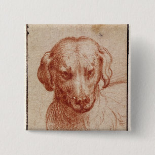 Head of a Dog 15 Cm Square Badge