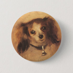 Head of a Dog by Pierre Renoir, Vintage Fine Art 6 Cm Round Badge