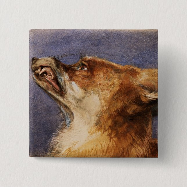Head of a Fox 15 Cm Square Badge (Front)