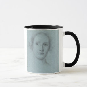 Head of a Girl (black and white chalk on blue laid Mug