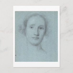 Head of a Girl (black and white chalk on blue laid Postcard