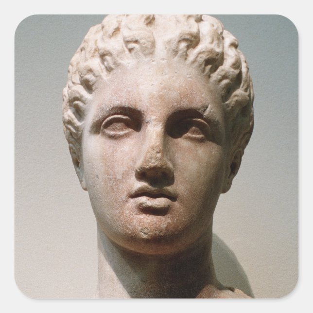 Head of a goddess, 4th century B.C. Square Sticker (Front)