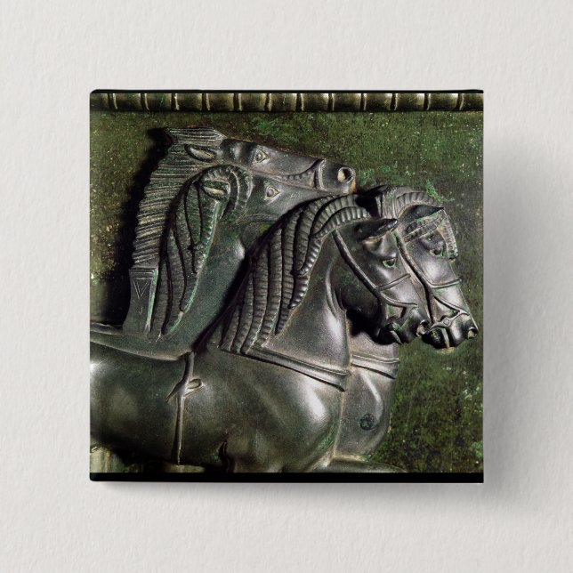 Head of a horse from a quadriga 15 cm square badge (Front)