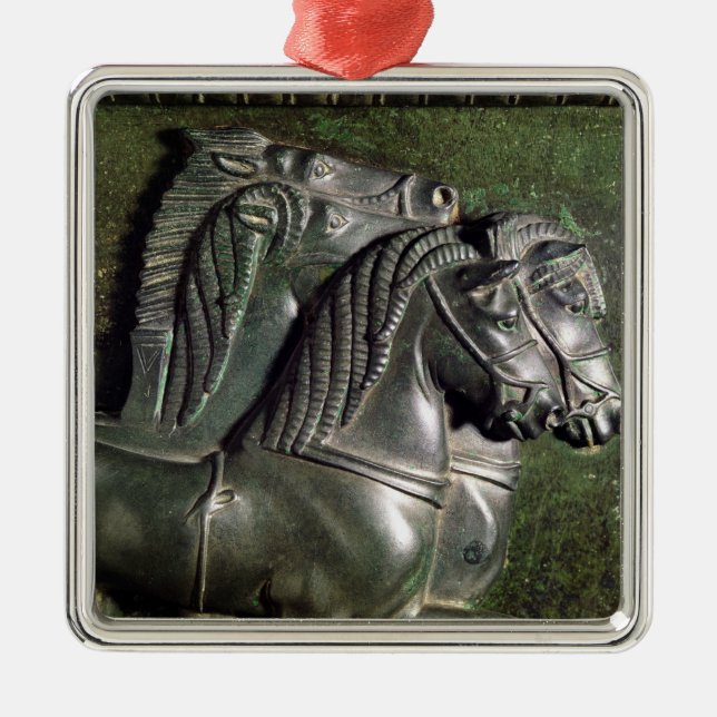 Head of a horse from a quadriga metal tree decoration (Front)