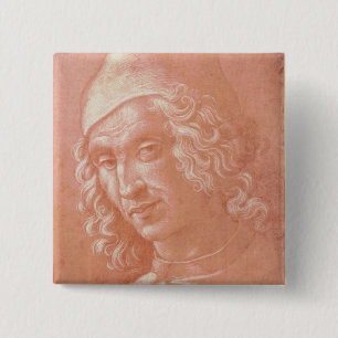 Head of a Man 15 Cm Square Badge