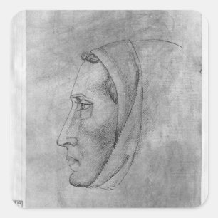 Head of a monk, from the The Vallardi Album Square Sticker