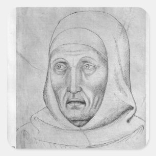 Head of a monk, from the The Vallardi Album Square Sticker
