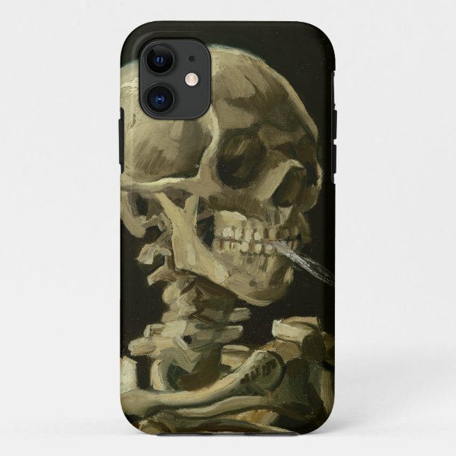 Head of a skeleton with a burning cigarette Case-Mate iPhone case (Back)