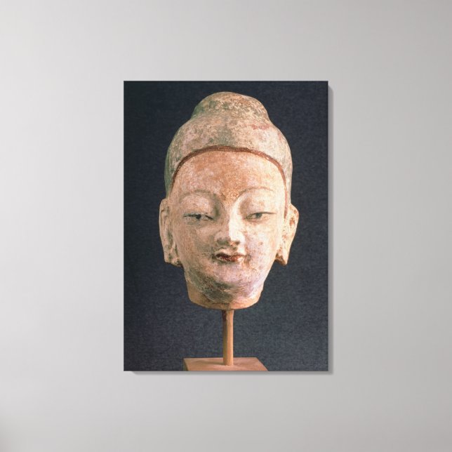 Head of a statue of Buddha, from Bezeklik Canvas Print (Front)