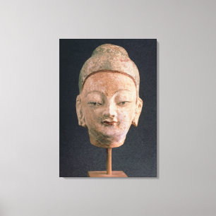 Head of a statue of Buddha, from Bezeklik Canvas Print