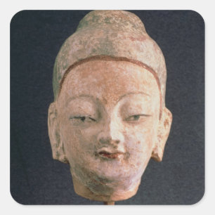 Head of a statue of Buddha, from Bezeklik Square Sticker