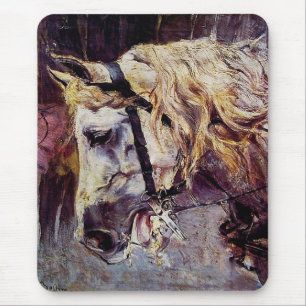 Head of a White Horse (by Giovanni Boldini) Mouse Pad