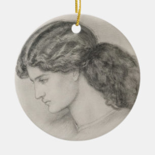Head of a Woman, 1861 (pencil on paper) Ceramic Tree Decoration