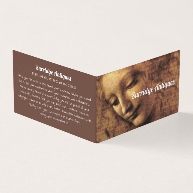 Head of a Woman, Leonardo Da Vinci, Antique Dealer Business Card (Outside)