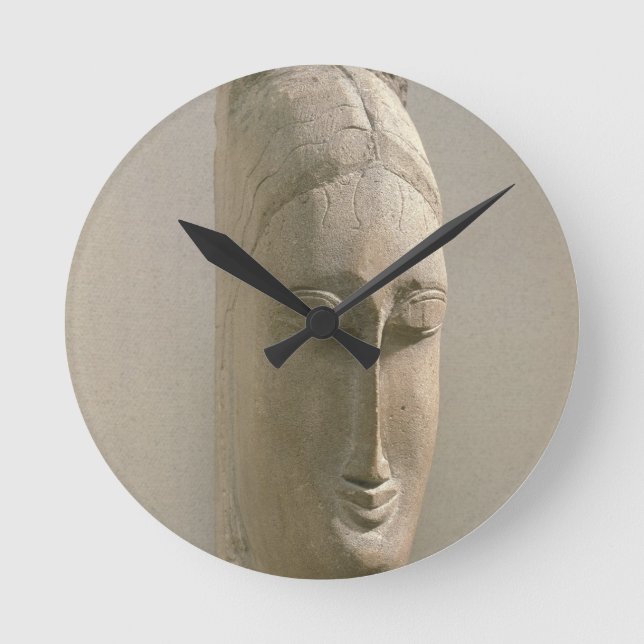 Head of a Woman (stone) Round Clock (Front)