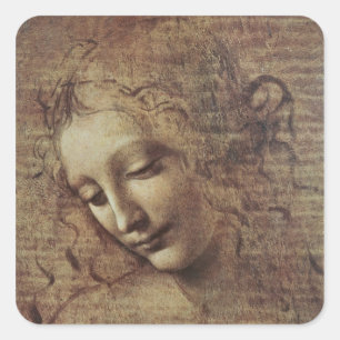 Head of a Young Woman with Tousled Hair or, Leda Square Sticker