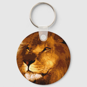 Head of African Lion Key Ring