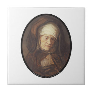 Head of an Aged Woman, 1655_1660 - Rembrandt van Tile