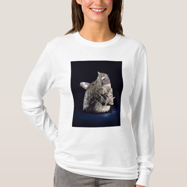 Head of an animal with human head in open jaws T-Shirt (Front)