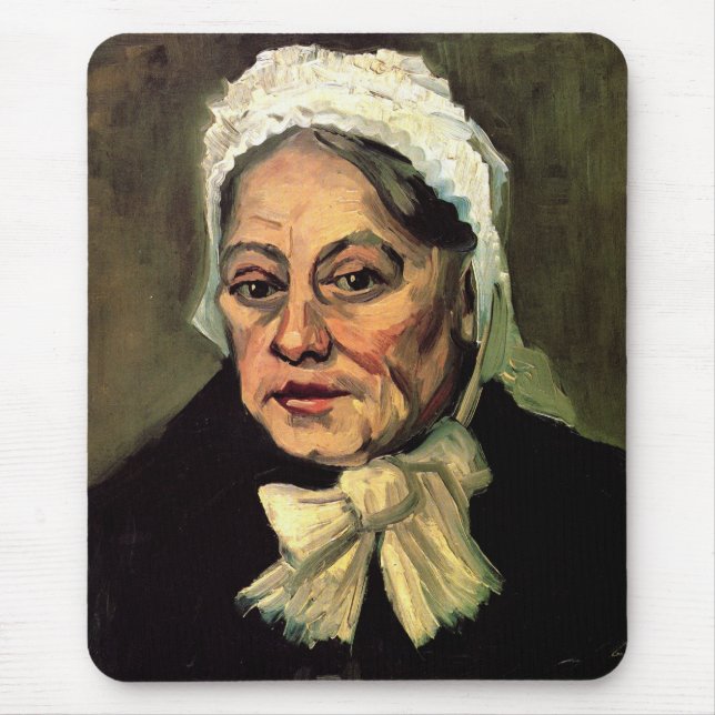 Head of an Old Woman White Cap by Vincent van Gogh Mouse Pad (Front)