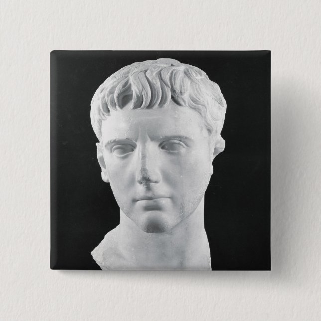 Head of Caesar Augustus 15 Cm Square Badge (Front)