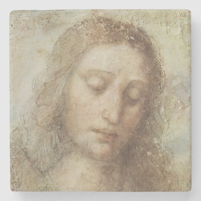 Head of Christ (Christianity) (Leonardo da Vinci) Stone Coaster (Front)