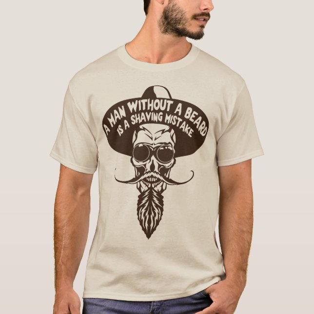 head of death hipster citation man beard shaving m T-Shirt (Front)