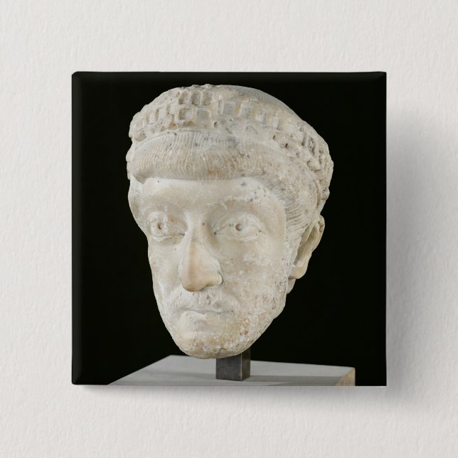 Head of Emperor Theodosius II 15 Cm Square Badge (Front)