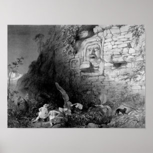 Head of Itzam Na, Izamal, Yucatan, Mexico, 1844 Poster