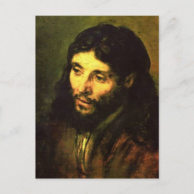 Head of Jesus By Rembrandt Postcard (Front)