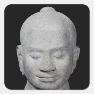 Head of King Jayavarman VII  Bayon Style Square Sticker