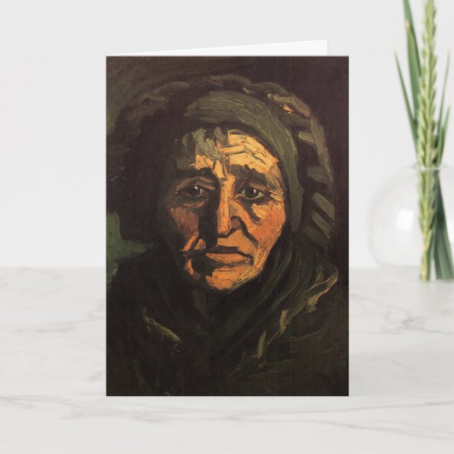 Head of Peasant Woman Lace Cap by Vincent van Gogh Card (Front)