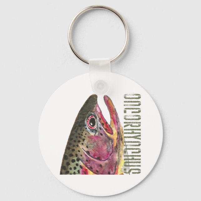 Head of Rainbow Trout Fish Key Ring (Front)