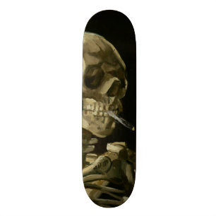 Head of Skeleton with Cigarette by Van Gogh Skateboard
