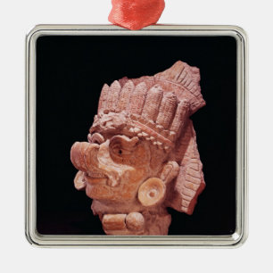 Head of the Mayan corn god, Oaxaca, c.500 AD Metal Tree Decoration