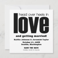 Head Over Heels Save the Date Invite, Black