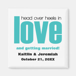 Head Over Heels Save the Date Magnet, Aqua Magnet