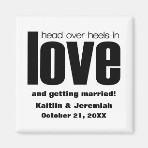 Head Over Heels Save the Date Magnet, Black Magnet
