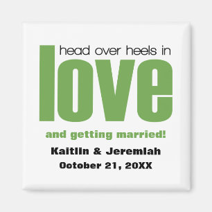 Head Over Heels Save the Date Magnet, Green Magnet