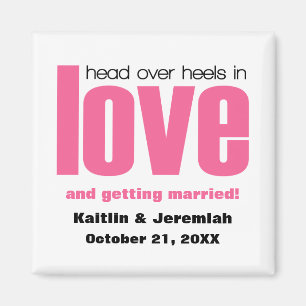 Head Over Heels Save the Date Magnet, Pink Magnet