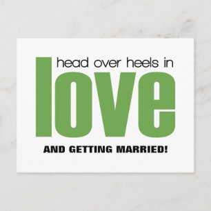 Head Over Heels Save the Date Postcard, Green Announcement Postcard