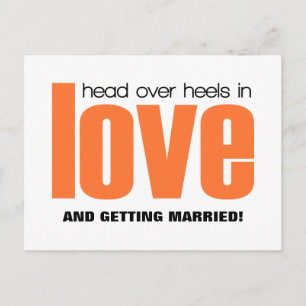 Head Over Heels Save the Date Postcard, Orange Announcement Postcard