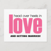 Head Over Heels Save the Date Postcard, Pink
