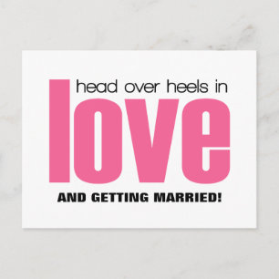 Head Over Heels Save the Date Postcard, Pink Announcement Postcard