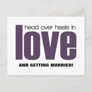 Head Over Heels Save the Date Postcard, Purple Announcement Postcard