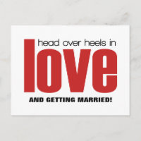 Head Over Heels Save the Date Postcard, Red