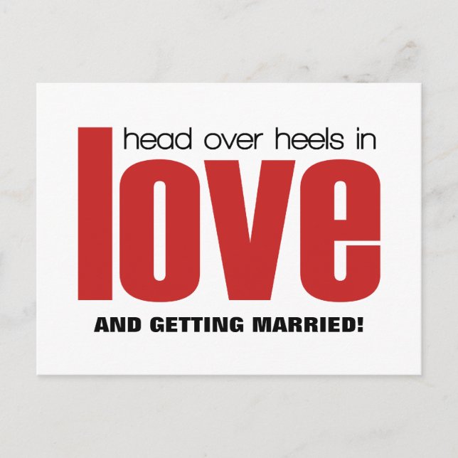 Head Over Heels Save the Date Postcard, Red Announcement Postcard (Front)
