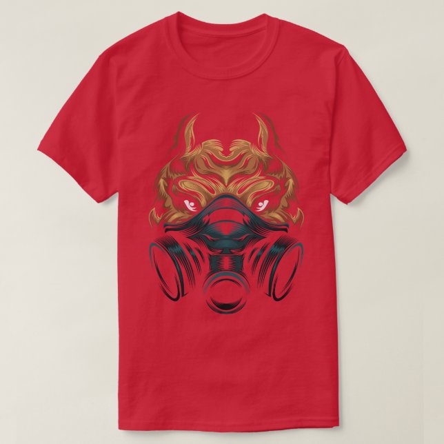 Head Pitbull Mask Mascot  T-Shirt (Design Front)