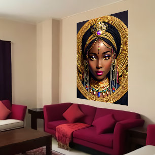 Head portrait of a African Queen   AI Art Poster