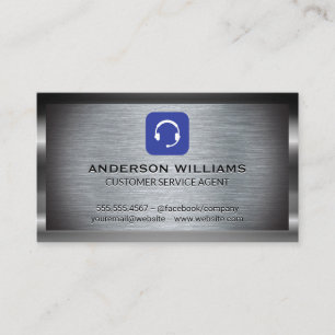 Head Set Icon   Metallic Background Business Card